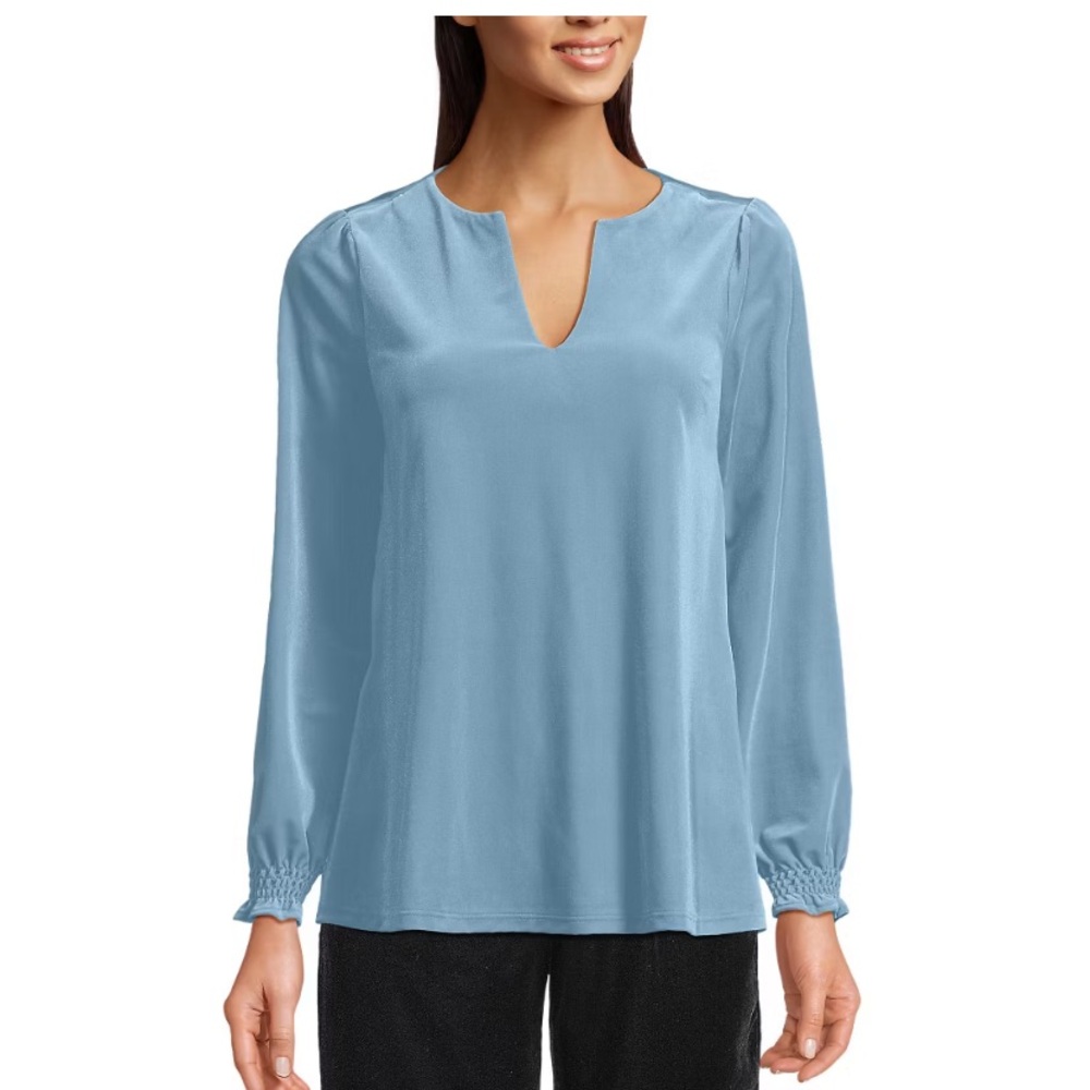 Lands' End light blue velvet top sz 2X